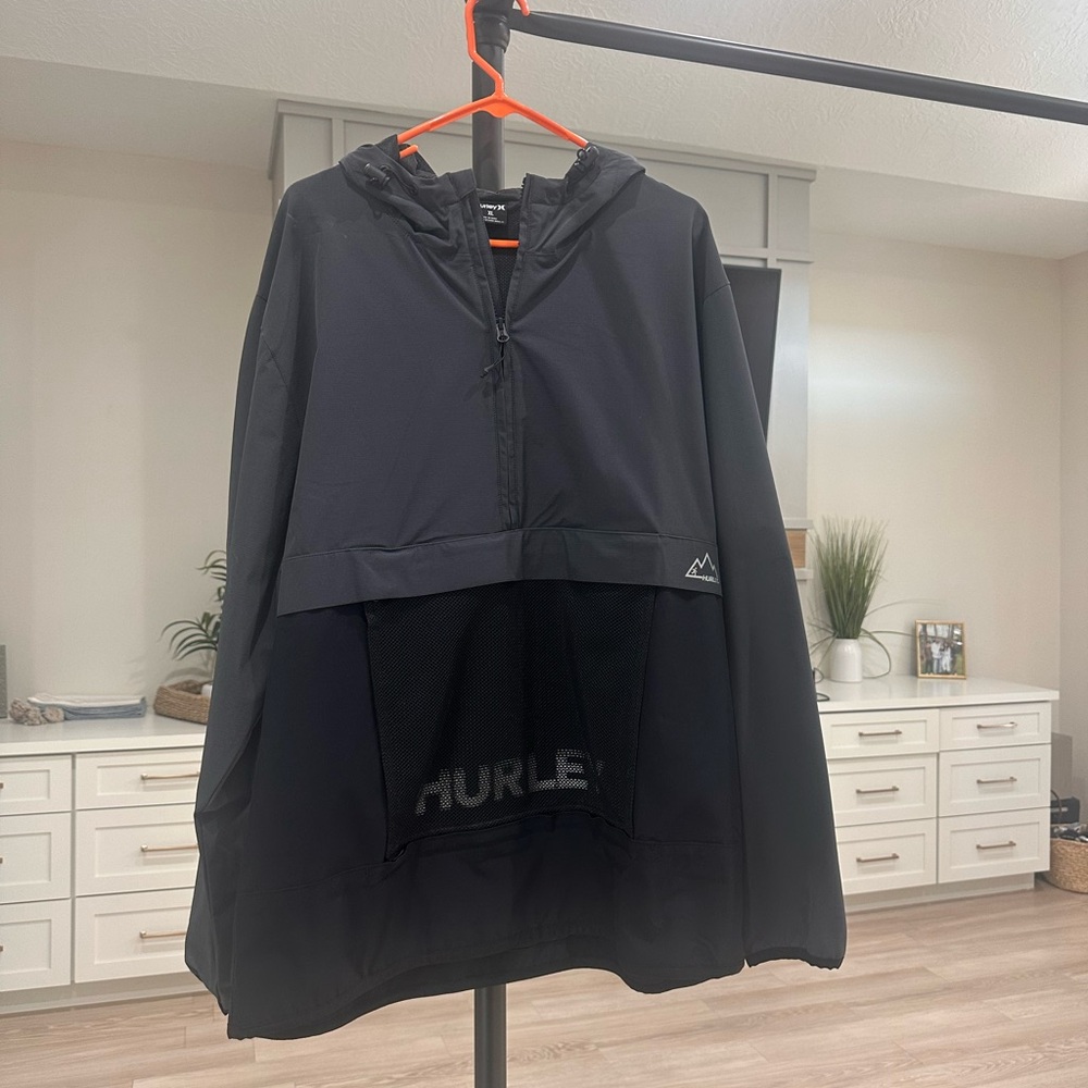 Hurley Black Windbreaker with Hood